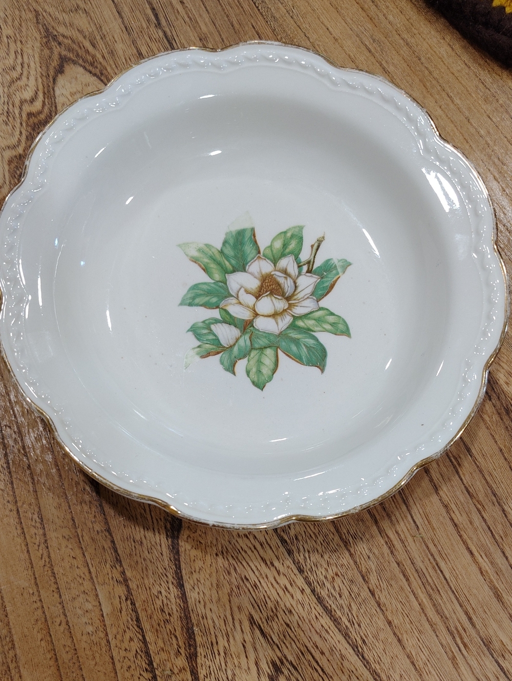 Vintage Flower Motif Deep Plate Shallow Bowl